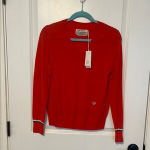 Tory Burch Women's Performance Merino V-Neck Red Sweater